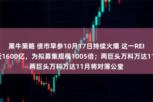 黑牛策略 债市早参10月17日持续火爆 这一REIT产品获认购近1600亿，为拟募集规模1005倍；两巨头万科万达11月将对簿公堂